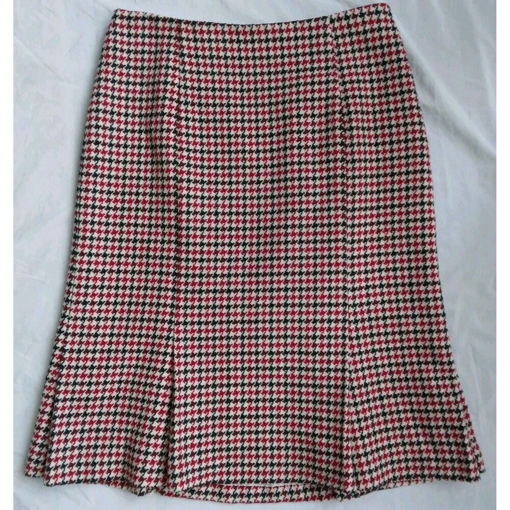 Talbots Skirt Plaid Houndstooth Wool Academia Career Workwear Women's Size 10
